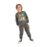 Denokids Rawr Tırtırlı Erkek Çocuk Kışlık Antrasit Eşofman Takım
