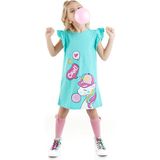 Denokids Sakızlı Unicorn Kız Çocuk Turkuaz Elbise - 3 Yaş - Yeşil