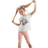 Denokids Sevimli Fareler Kız Çocuk T-Shirt Tayt Takım - 4 Yaş - Krem - Pembe