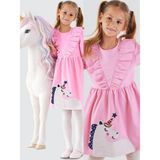 Denokids Simli Unicorn Kız Çocuk Pembe Elbise - 3 Yaş