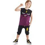 Denokids Şimşek Maske Erkek Çocuk T-shirt Kapri Şort akım