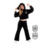 Denokids Stars Kız Çocuk Crop Siyah Eşofman Takım