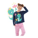 Denokids Tatlı Dino Kız Çocuk T-shirt Eşofman Altı Takım