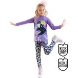 Denokids Tembel Hayvan Kız Çocuk Tunik Tayt Takım - Lila - 2 Yaş