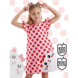 Denokids Tombiş Kedi Kız Çocuk Poplin Pembe Elbise - 2 Yaş