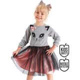 Denokids Tüllü Ponçik Kız Çocuk Elbise - 2 Yaş - Gri