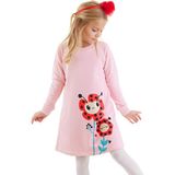 Denokids Uğur Böceği Çiçekler Kız Çocuk Elbise - 2 Yaş - Pembe