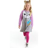 Denokids Unicorn Fox Kız Çocuk Elbise - 4 Yaş - Mor