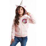 Denokids Unicorn Kapüşonlu Kız Çocuk Sweatshirt - 2 Yaş - Pembe - Gri