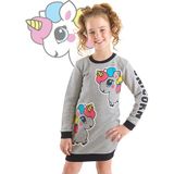 Denokids Unicorn Kız Çocuk Sweat Elbise - 1 Yaş - Gri