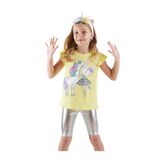 Denokids Unicorn Kız Çocuk T-shirt Metalik Tayt Takım