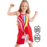 Denokids Unicorn Love Kız Çocuk Elbise - Kırmızı - 7 Yaş