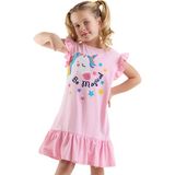 Denokids Unicorn Magic Kız Çocuk Pembe Elbise - 3 Yaş