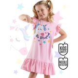 Denokids Unicorn Magic Kız Çocuk Pembe Fırfırlı Yazlık Elbise - 2 Yaş
