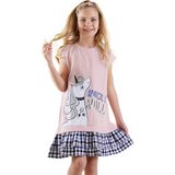 Denokids Unicorn Rock Kız Çocuk Ekose Elbise - 5 Yaş - Pembe