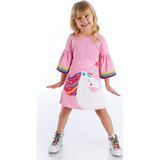 Denokids Unicorn Star Kız Çocuk Elbise - 8 Yaş - Pembe