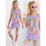 Denokids Wonderful Cat Kız Çocuk Tunik Tayt Takım - 4 Yaş - Lila - Pembe