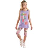 Denokids Wonderful Cat Kız Çocuk Tunik Tayt Takım - 5 Yaş - Lila - Pembe