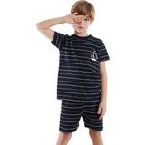 Denokids Yelken Erkek Çocuk Çizgili Pijama Takım - Siyah - 6 Yaş