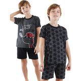 Denokids Yıldızlı Dino Erkek Çocuk 2'li Pijama Takım - Antrasit - 5 Yaş