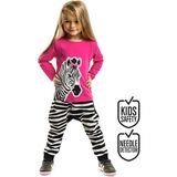 Denokids Zebra Fashion Kız Çocuk T-shirt Pantolon Takım - 5 Yaş - Pembe