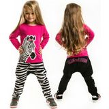 Denokids Zebra Fashion Kız Çocuk T-shirt Pantolon Takım - 6 Yaş - Pembe