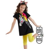 Denokids Zebracorn Siyah Kız Çocuk Tunik Tayt Takım - 7 Yaş - Sarı - Siyah