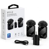 DENSHİ F11-2 Kablosuz Yaka Mikrofonu 2'li Set, 3'ü 1 Arada Alıcı (Type-C, Lightning, 3.5mm), Android iPhone Kamera Uyumlu, Gürültü Engelleme, Vlog Röportaj Podcast Yayın Mikrofonu
