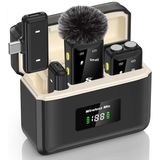 DENSHİ KL-G99 Kablosuz Yaka Mikrofonu Çift Mikrofonlu, 20 Saat Pil Ömrü, ENC Gürültü Engelleme, Şarj Kutulu Wireless Mikrofon, iPhone ve Type-C Uyumlu, YouTube TikTok Podcast Canlı Yayın