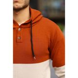 DENSMOOD ÇELİK ÖRGÜ KAPÜŞONLU KAZAK KİREMİT XL
