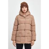 Densmood Kadın Gri Kapüşonlu Uzun Şişme Mont - Vizon - XL