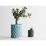 Dent Dekoratif Saksı - Turkuaz Kabartmalı Modern Bitki Saksısı 18 cm - 150x150x175mm