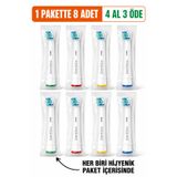 DentiGo Diş Fırçası Başlığı - OralB | Braun Uyumlu - Elektrikli Diş Fırçası Yedek Başlıkları - 8'li Paket