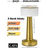 Denver Şarjlı Dokunmatik Masa Lambası | Beyaz Işık • Gün Işığı • Amber 3 Renk Modlu LED Lamba - Çok Renkli