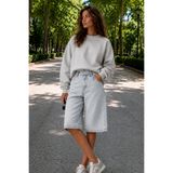 Denvy Denim Kadın Açık Kar Yıkama Baggy Capri Jean Pantolon