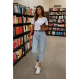 Denvy Denim Kadın Açık Kar Yıkamalı Boyfriend Fit Jean Pantolon