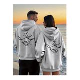 Deocept Çift Kombini 1 adet Kadın Modeli Sevgililer Günü Baskılı Rahat Kalıp Kapüşonlu Sweatshirt