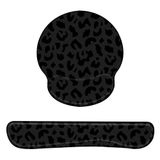Deokke 2 Adet Klavye Bilek Desteği ve Fare Bilek Desteği Mouse Pad Seti, Ergonomik Destek, Oyun Fare Altlığı, Bellek Köpüğü, Kaymaz Taban, Bilgisayar Oyuncuları Ev Ofis için - Siyah Mor Leopar Desenli