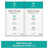 Deotak Krem Deodorant Fresh Unisex x 2 adet Mentollü Koku ile 7 Gün Süren Koruma - 150 ml