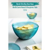 Depa 1,5 lt Akrilik Barok Aquamarin Orta Boy Kare Meyve Salata Kasesi