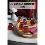 Depa 6'lı Keyfi Ala Borosilikat Cam Kulplu Çay Bardağı