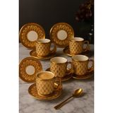 Depa Gold Desenli 6’lı Porselen Kahve Fincan Seti 50 ml - Renkli