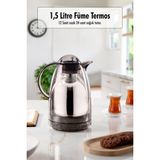 Depa Nonni 1.5 Lt Isı Yalıtımlı Çay ve Soğuk Su Termosu Füme (12 Saat Sıcak Tutar& Içi Camdır)