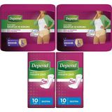 Depend 10'lu Büyük Kadın Emici Külot Lohusa Pedi + 10'lu Ekstra Kadın 4'lü Set Mesane Pedi