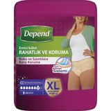 Depend Emici Külot Kadın XL Beden 9'lu Paket Ultra Güvenli Esnek Yan Bariyer ve Elastik Bel
