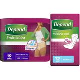 Depend Emici Külot XL 10 Adet Lohusa Pedi+ Normal 12'li Kadın Mesane Pedi