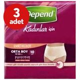 Depend Kadın Emici Külot Medium 10'Lu - 3 Adet