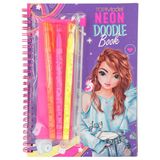 Depesche 11932 TOPModel Neon Doodle - Boyama kitabı seti, 35 koyu sayfa, birçok motifi boyamak ve tasarlamak için, neon renkli motif hatları, 3 neon jel kalem ve 1 çıkartma kağıdı