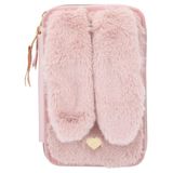 Depesche 12041 Princess Mimi - Pelüş kürklü doldurulmuş 2 bölmeli kalem kutusu, tavşan yüzü ve sarkık kulaklar, pembe renkli kalemler, cetvel, makas vb. ile birlikte, 19 x 12 cm