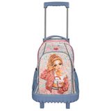 Depesche 12390 TOPModel Cutie Star Mavi Kot Okul Arabası Sırt Çantası Yıldız Desenli, 28 Litre Hacimli Çanta, Teleskopik Sap, Tekerlekler ve Daha Fazlası